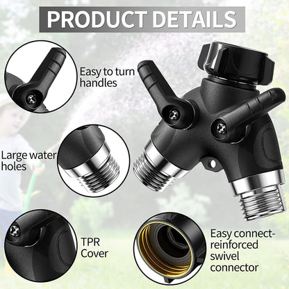 2-Way Y Garden Hose Splitter with Garden Hose Extension Adapter