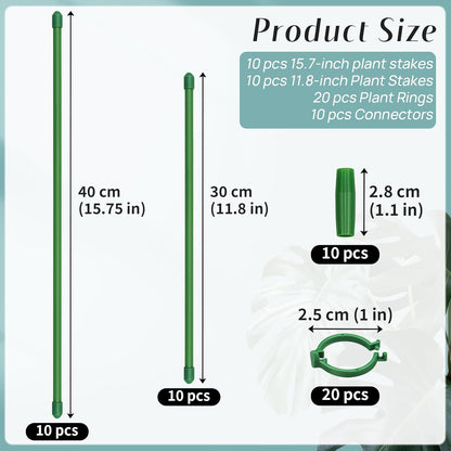 20 Pcs Plant Support Stakes, Indoor Plant Stakes Adjustable Length