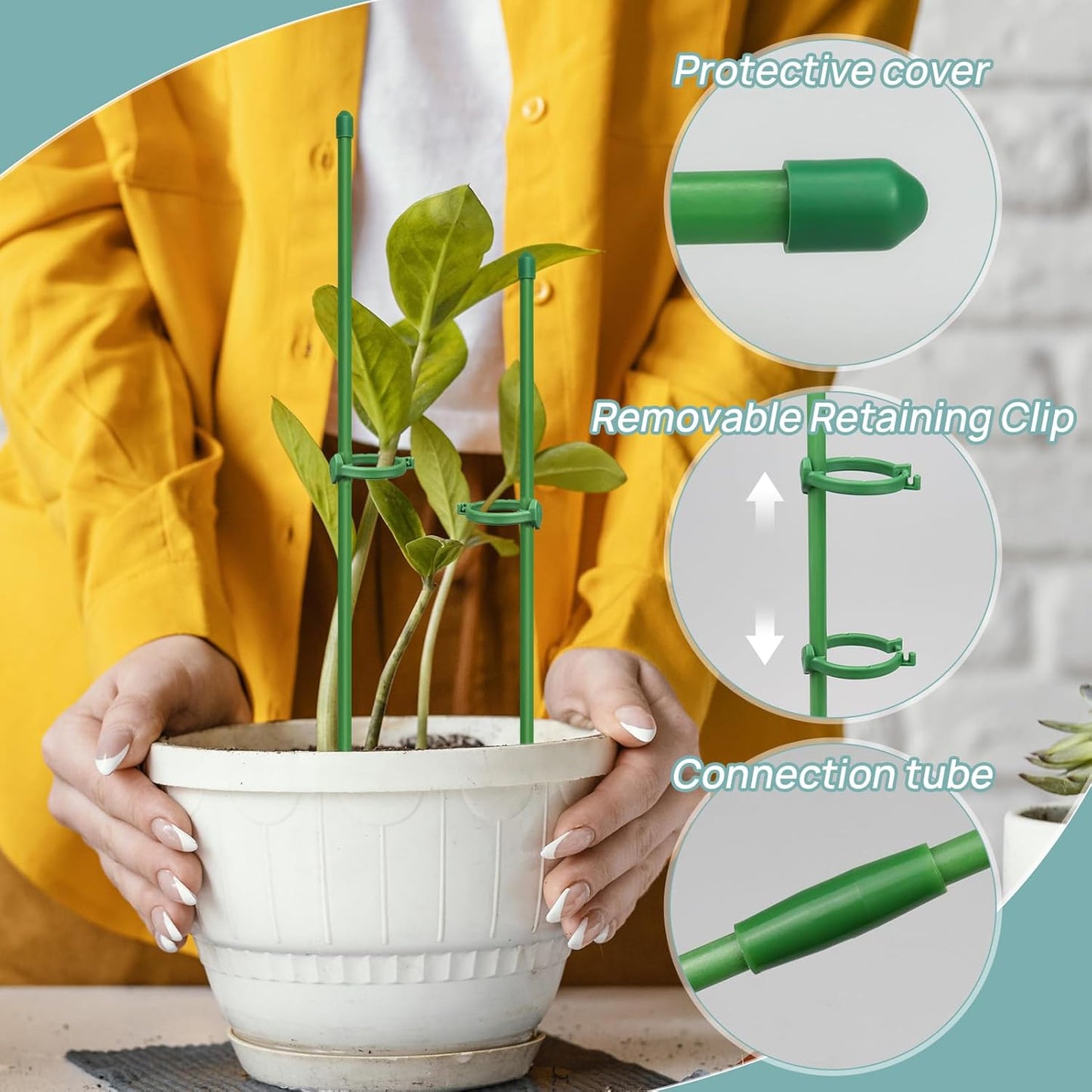 20 Pcs Plant Support Stakes, Indoor Plant Stakes Adjustable Length