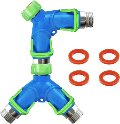 Garden Hose Splitter 2 Way Heavy Duty, Hose Connector Faucet Splitter 3 way, Water Splitter Outdoor Spigot Hose Bib Splitter with Shut off Valve
