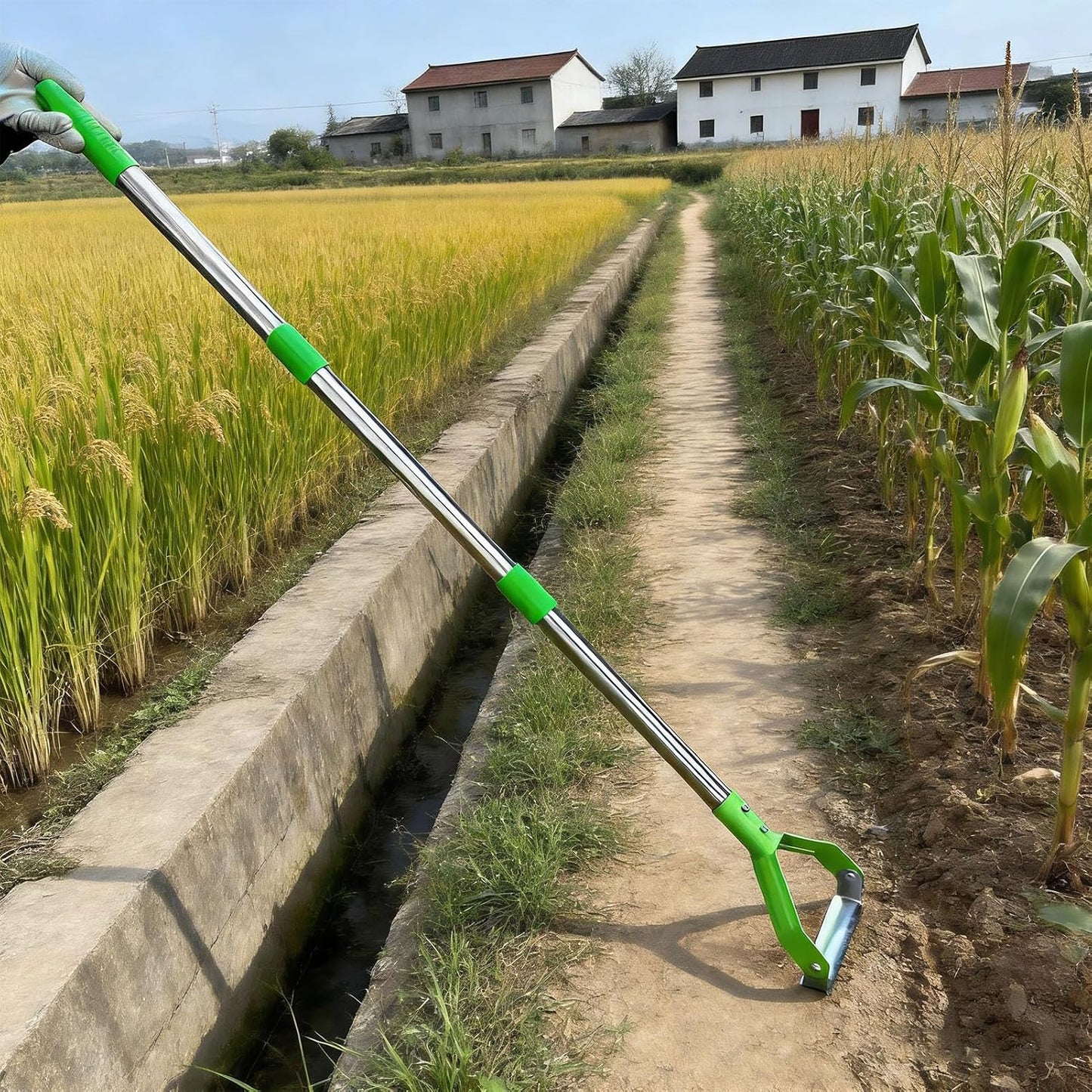 Estink Stirrup Hoe, Weeding Hoe, Carbon Steel Mini Gardening Tool, Efficient Loop for Weeding and Soil Cultivation in Gardens and Lawns (Green)