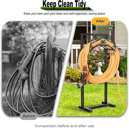 Garden Water Hose Holder with Storage Basket for Outside