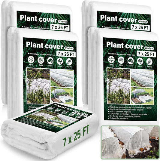 4 Pack Floating Row Cover Frost Blanket for Plants,7 x 25 ft,White