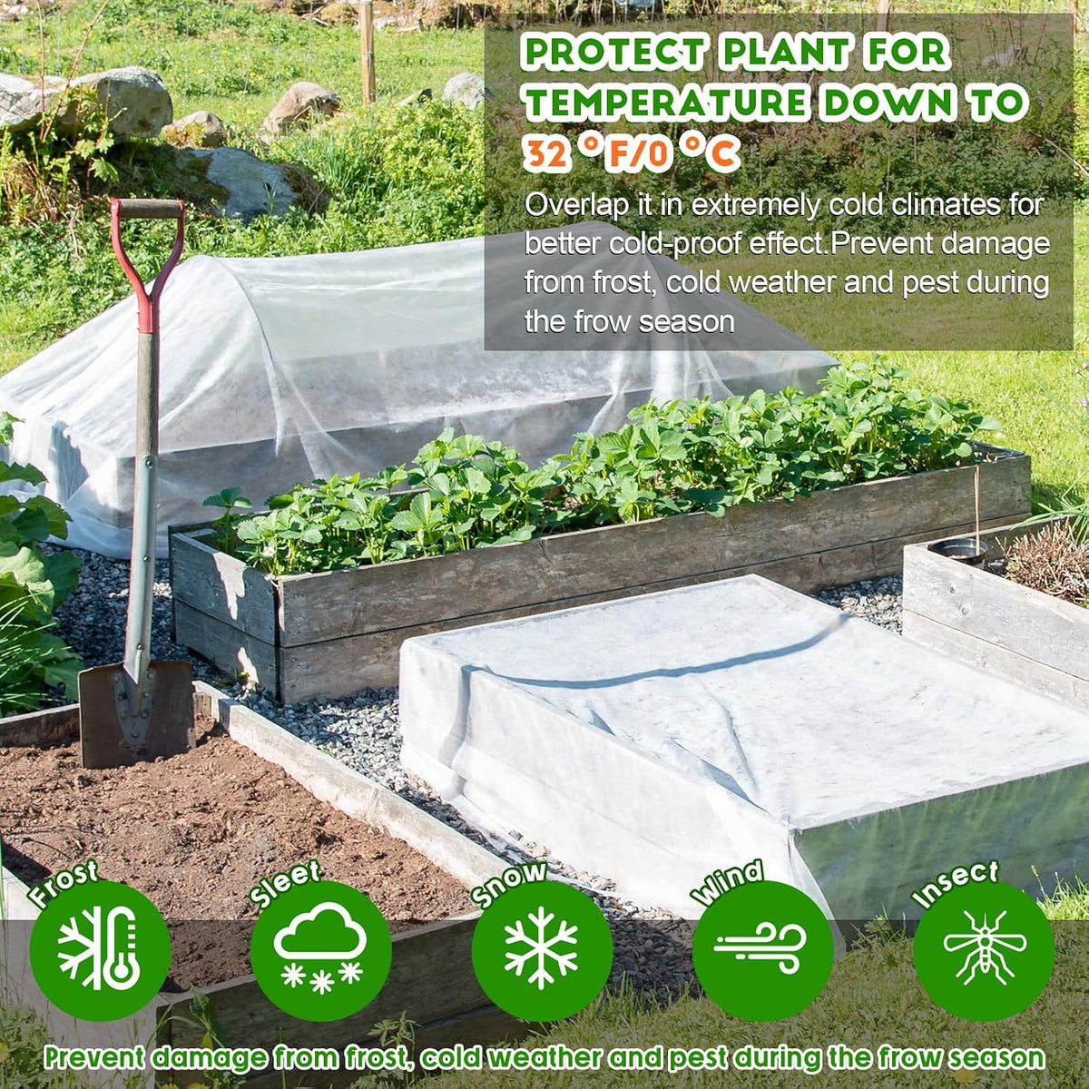 4 Pack Floating Row Cover Frost Blanket for Plants,7 x 25 ft,White