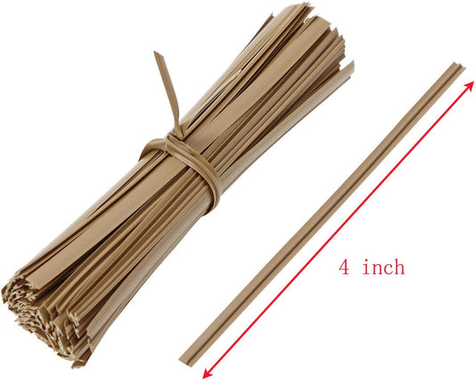 100 Pieces 4 Inch Plastic Twist Ties, Light Brown