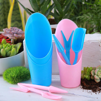 Soil Scoop for Indoor Plants - Plastic Mini Garden Plant Care Shovel Hand Tools Transplanting Succulent Cultivation Digging Scoops Kits, Blue