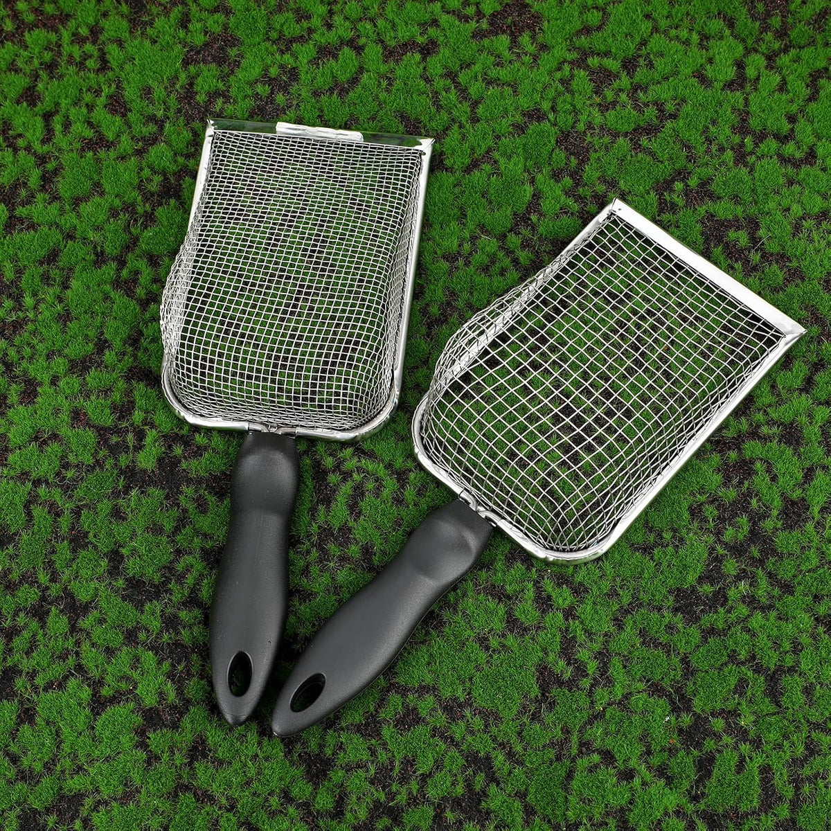 2pcs Gardening Soil Sifter, 5 & 2.8mm Garden Sand Compost Sieves Dirt Rocks Scoop Shovels with Ergonomic Handle Planting Tool Accessories Supplies