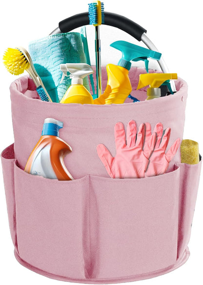Cleaning Caddy with Handle, Cleaning Products Organiser, 17L Foldable Storage Basket, Cleaning Caddy Organiser, Portable Multi Cleaning Bucket Bag for Home, Garden (Black)