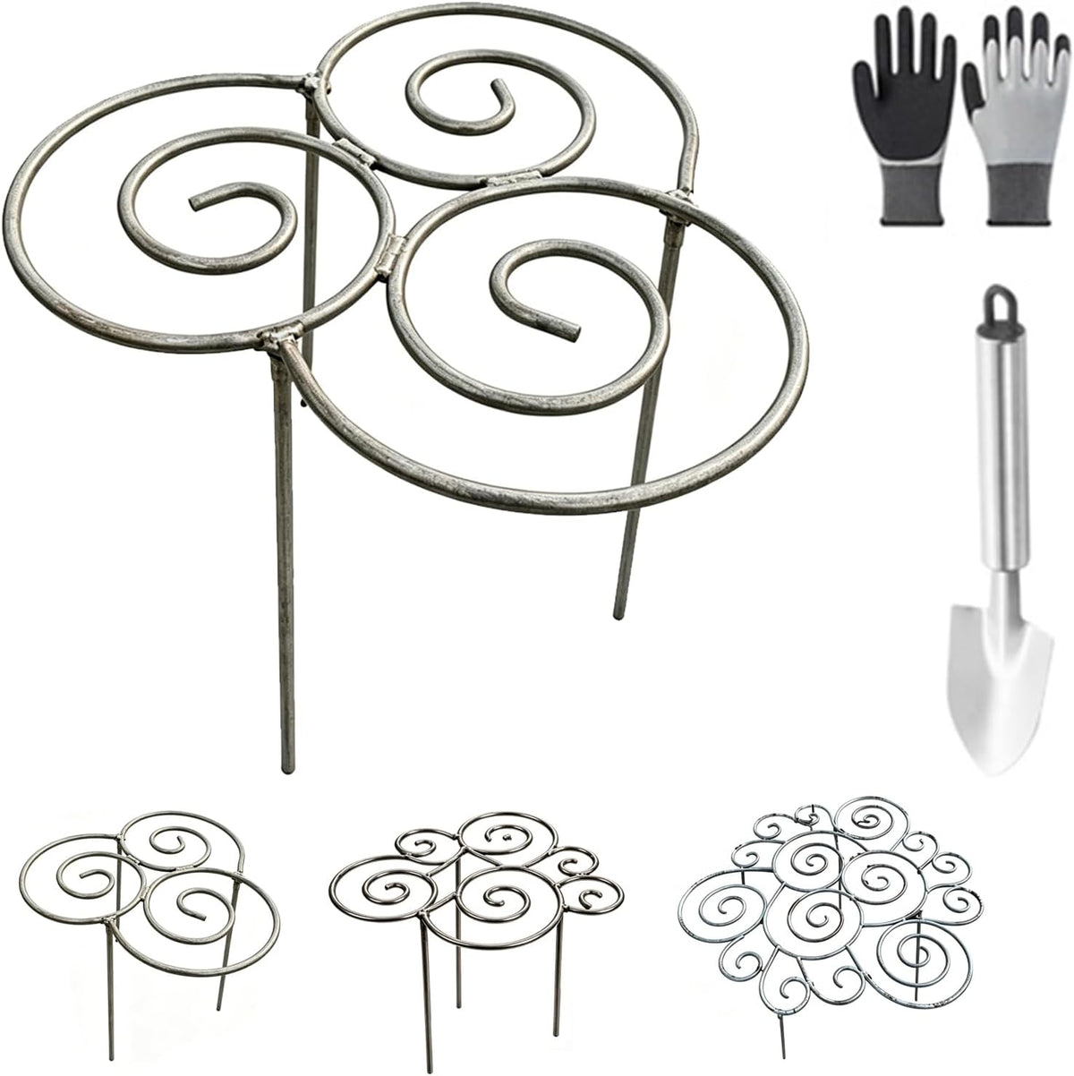 Peonies Cages and Supports, Plant Supports for Outdoor Plants, Metal Plant Support Ring for Garden, Flower Hoop for Upright and Protection, for Lawn Patio Garden (Large)