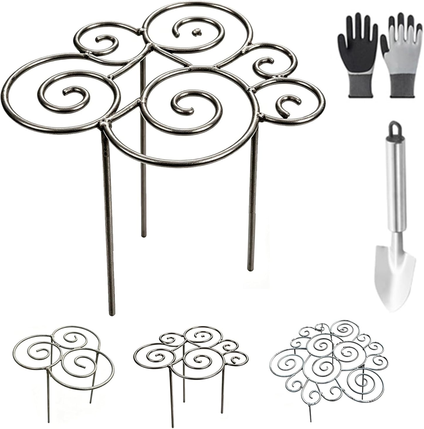 Peonies Cages and Supports, Plant Supports for Outdoor Plants, Metal Plant Support Ring for Garden, Flower Hoop for Upright and Protection, for Lawn Patio Garden (Large)
