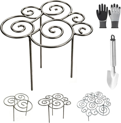 Peonies Cages and Supports, Plant Supports for Outdoor Plants, Metal Plant Support Ring for Garden, Flower Hoop for Upright and Protection, for Lawn Patio Garden (Large)