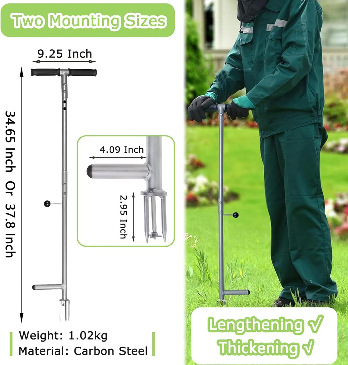 Stand Up Weed Puller Tool, 38 Inch Long Handle 3 Claw Weeder