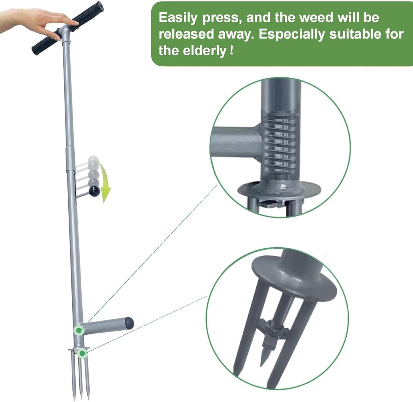 Stand Up Weed Puller Tool, 38 Inch Long Handle 3 Claw Weeder