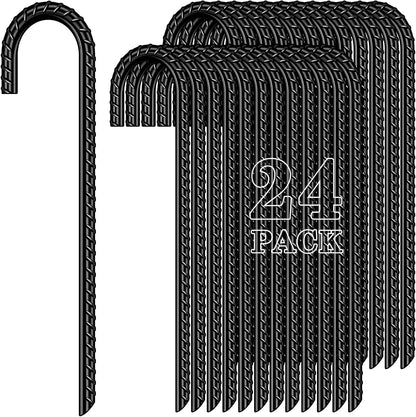12 Inch Rebar Stakes 16 Pack, Heavy Duty J Hook Ground Stakes