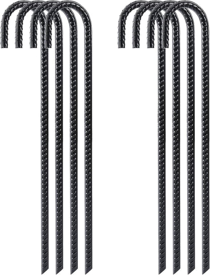 12 Inch Rebar Stakes 16 Pack, Heavy Duty J Hook Ground Stakes