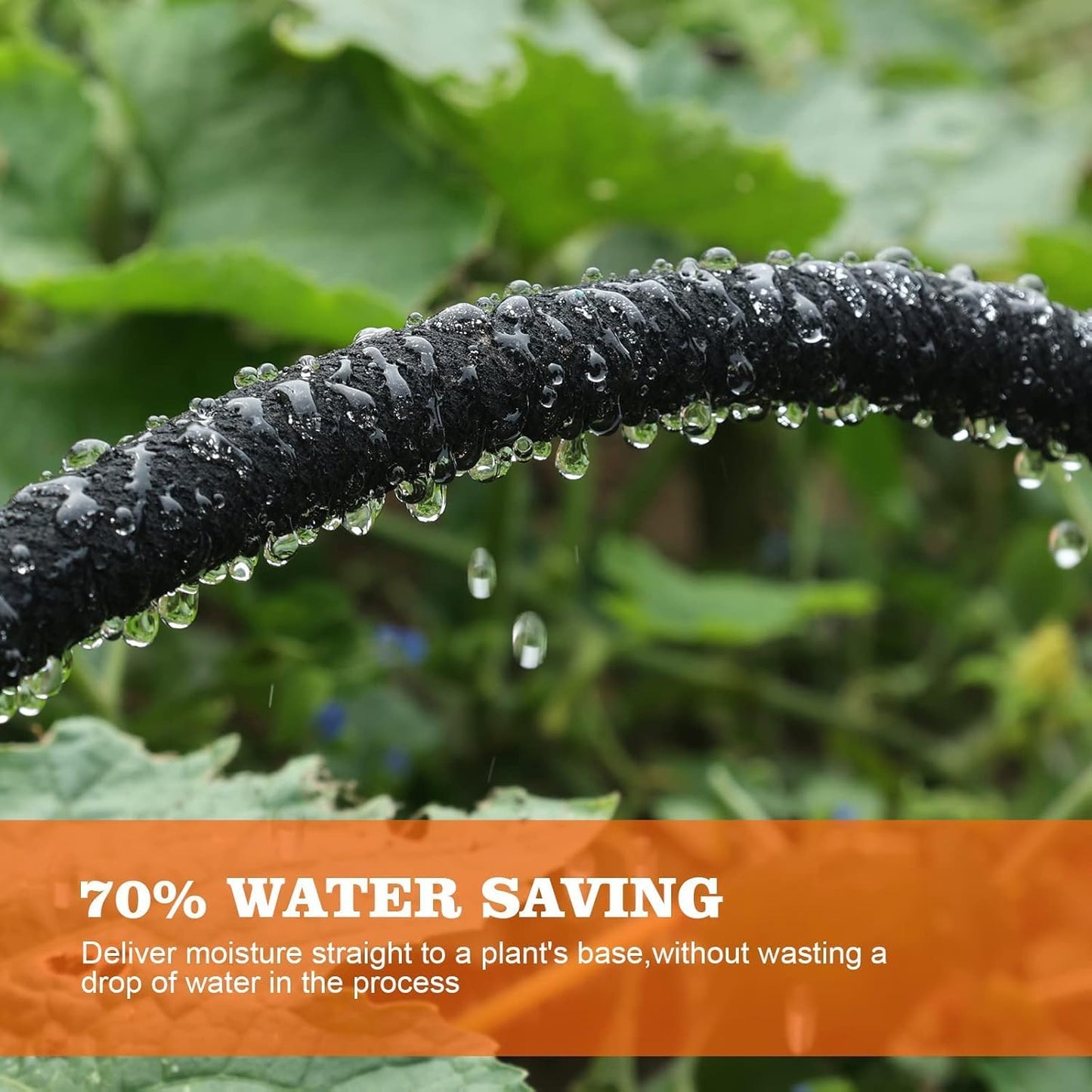 Soaker Hose, 1/2" x 150FT Round-Rubber Garden Soaker Hose, Heavy Duty Water Seeper Soaker Hoses for Foundation Watering, Garden Beds, Garden, Lawn and Plants