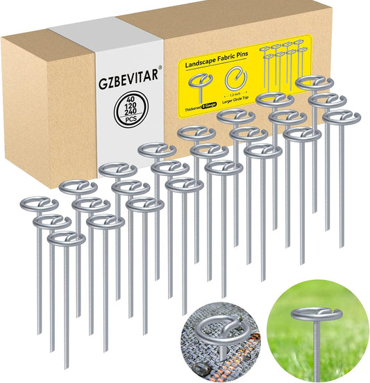 Landscape Fabric Stakes, 8 Gauge Circle Top Landscape Pins