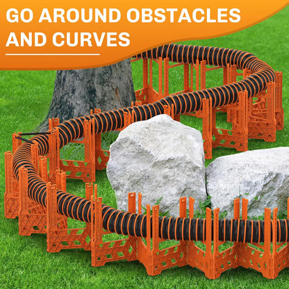 RV Sewer Hose Support 10FT, Blaze Orange RV Sewer Support with Adjustable Height Design, Secure Rubber Band and Carry Strap, Quick Setup and Collapse for Campers Travel Trailers and Motorhome
