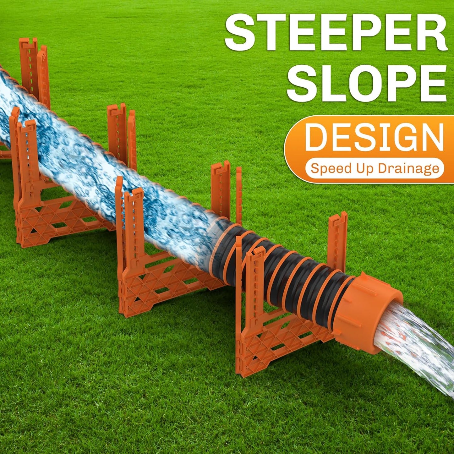 RV Sewer Hose Support 10FT, Blaze Orange RV Sewer Support with Adjustable Height Design, Secure Rubber Band and Carry Strap, Quick Setup and Collapse for Campers Travel Trailers and Motorhome