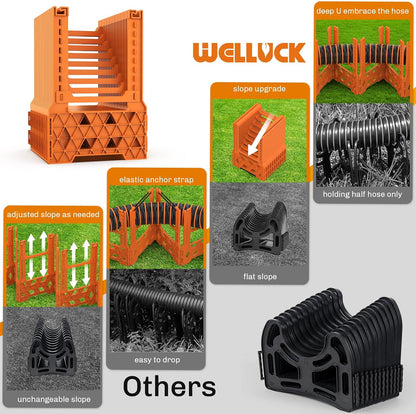 RV Sewer Hose Support 10FT, Blaze Orange RV Sewer Support with Adjustable Height Design, Secure Rubber Band and Carry Strap, Quick Setup and Collapse for Campers Travel Trailers and Motorhome