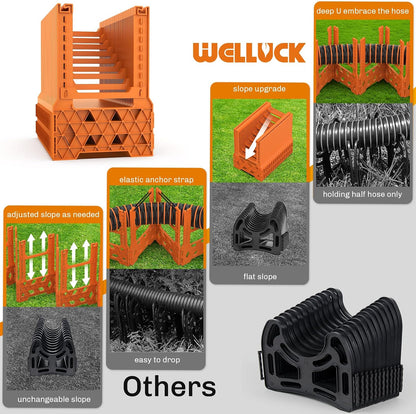 RV Sewer Hose Support 10FT, Blaze Orange RV Sewer Support with Adjustable Height Design, Secure Rubber Band and Carry Strap, Quick Setup and Collapse for Campers Travel Trailers and Motorhome