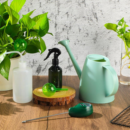6 Pcs Indoor Watering Can Set 1/2 Gallon Can 6.8 oz Spray Bottle 17 oz Squeeze Bottle Plant Watering Globes Soil Moisture Meter Small Spraying Set for Indoor Outdoor Plants(Mint Green)