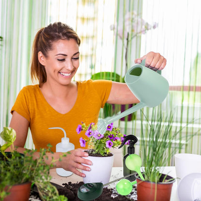 6 Pcs Indoor Watering Can Set 1/2 Gallon Can 6.8 oz Spray Bottle 17 oz Squeeze Bottle Plant Watering Globes Soil Moisture Meter Small Spraying Set for Indoor Outdoor Plants(Mint Green)