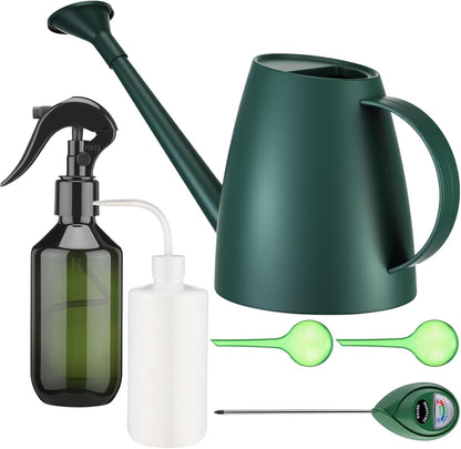 6 Pcs Indoor Watering Can Set 1/2 Gallon Can 6.8 oz Spray Bottle 17 oz Squeeze Bottle Plant Watering Globes Soil Moisture Meter Small Spraying Set for Indoor Outdoor Plants(Mint Green)