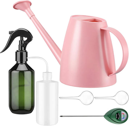 6 Pcs Indoor Watering Can Set 1/2 Gallon Can 6.8 oz Spray Bottle 17 oz Squeeze Bottle Plant Watering Globes Soil Moisture Meter Small Spraying Set for Indoor Outdoor Plants(Mint Green)