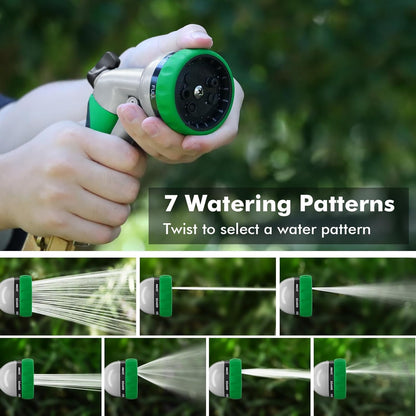 Garden Hose Nozzle, Heavy Duty Metal Water Hose Nozzle with 7 Adjustable Spray Patterns, High Pressure Hand Sprayer with Flow Control for Watering Plants & Lawns, Washing Cars & Pets