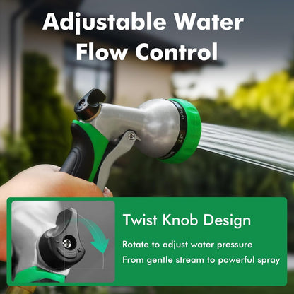 Garden Hose Nozzle, Heavy Duty Metal Water Hose Nozzle with 7 Adjustable Spray Patterns, High Pressure Hand Sprayer with Flow Control for Watering Plants & Lawns, Washing Cars & Pets