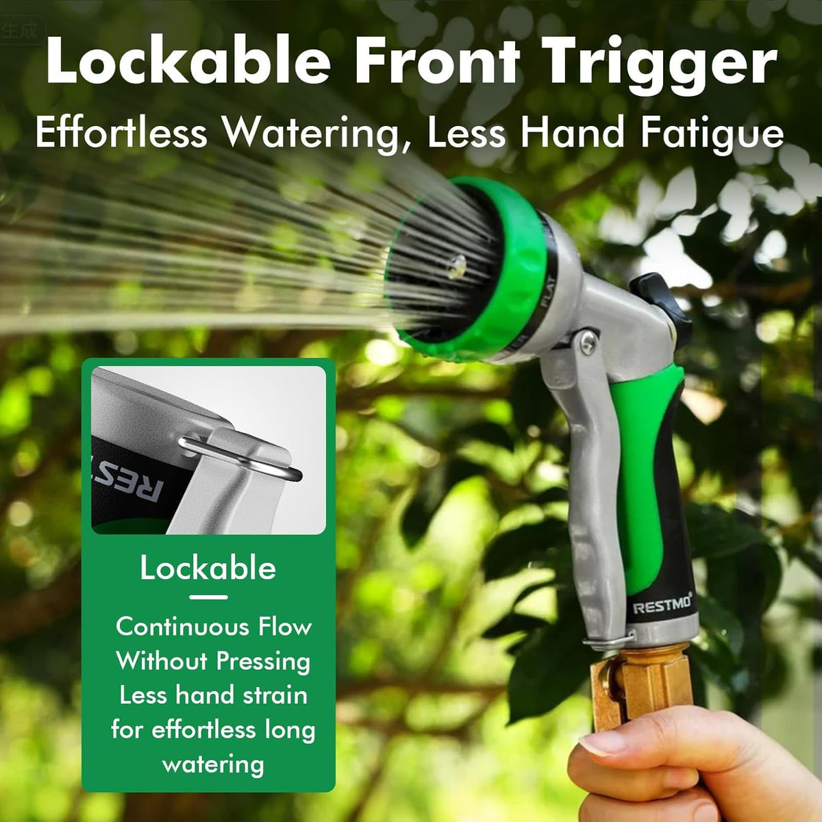 Garden Hose Nozzle, Heavy Duty Metal Water Hose Nozzle with 7 Adjustable Spray Patterns, High Pressure Hand Sprayer with Flow Control for Watering Plants & Lawns, Washing Cars & Pets