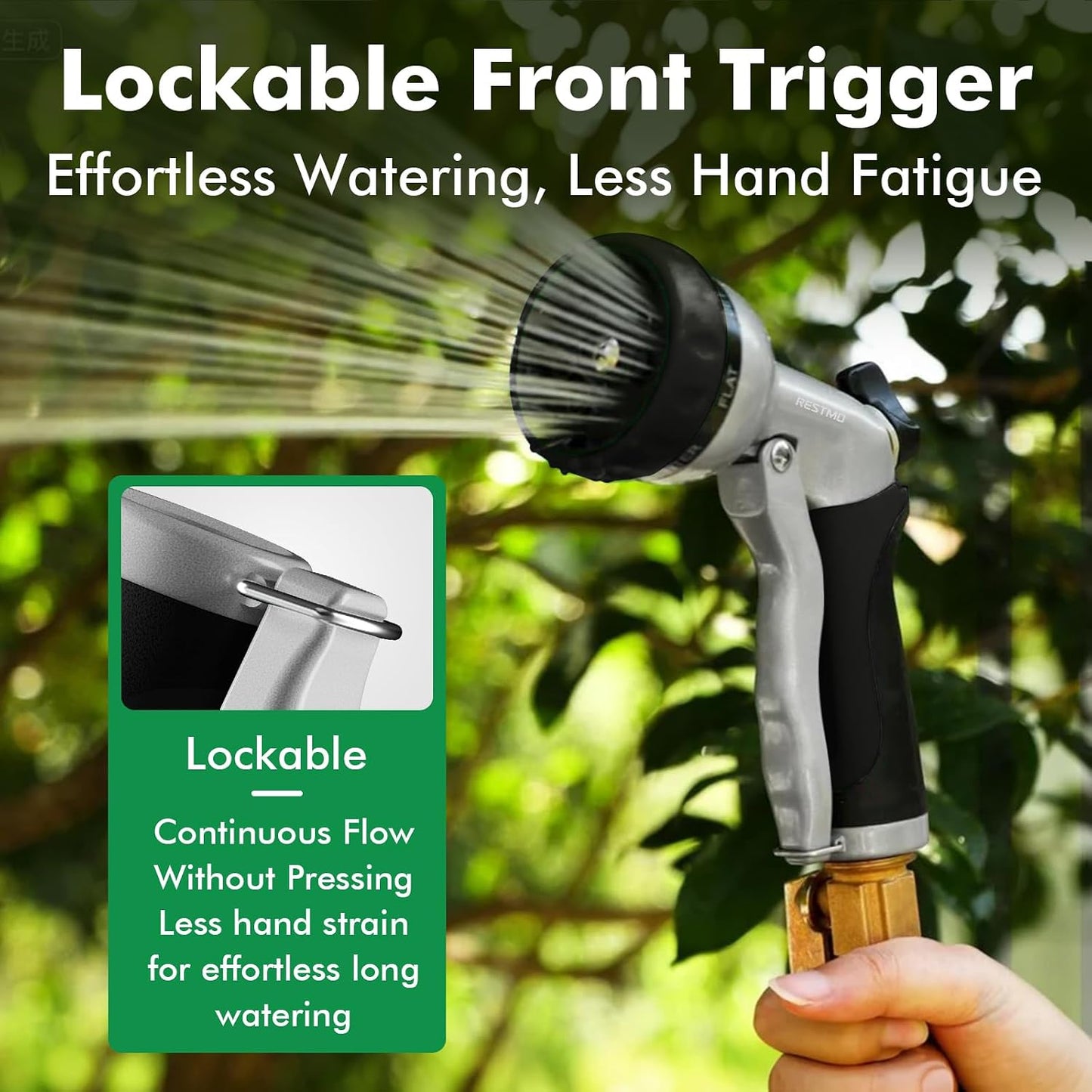 Garden Hose Nozzle, Heavy Duty Metal Water Hose Nozzle with 7 Adjustable Spray Patterns, High Pressure Hand Sprayer with Flow Control for Watering Plants & Lawns, Washing Cars & Pets