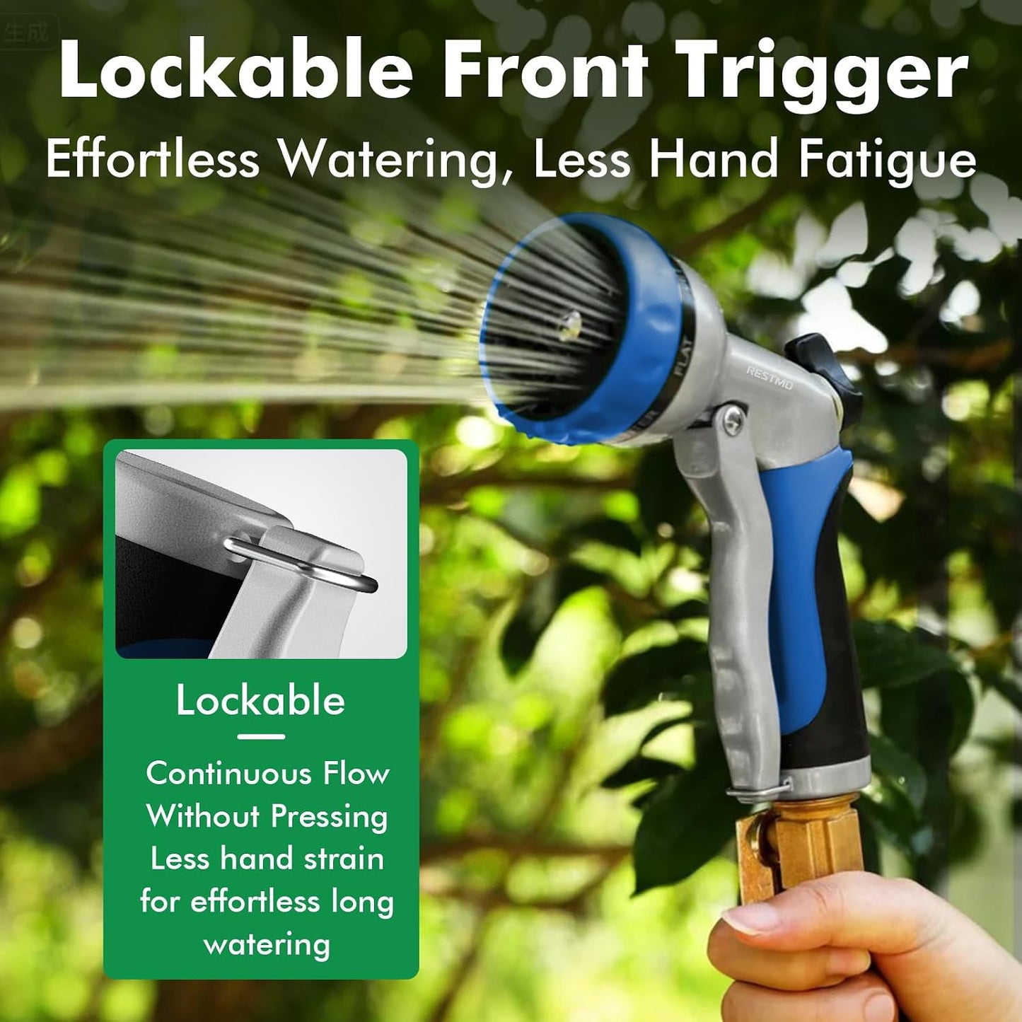 Garden Hose Nozzle, Heavy Duty Metal Water Hose Nozzle with 7 Adjustable Spray Patterns, High Pressure Hand Sprayer with Flow Control for Watering Plants & Lawns, Washing Cars & Pets