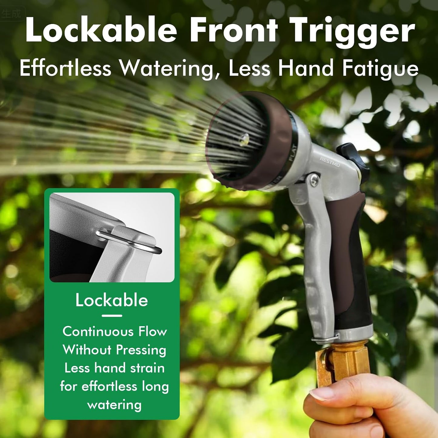 Garden Hose Nozzle, Heavy Duty Metal Water Hose Nozzle with 7 Adjustable Spray Patterns, High Pressure Hand Sprayer with Flow Control for Watering Plants & Lawns, Washing Cars & Pets