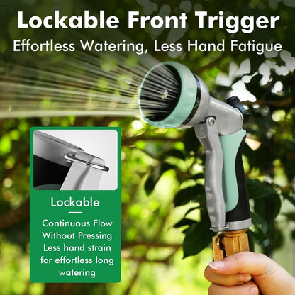 Garden Hose Nozzle, Heavy Duty Metal Water Hose Nozzle with 7 Adjustable Spray Patterns, High Pressure Hand Sprayer with Flow Control for Watering Plants & Lawns, Washing Cars & Pets