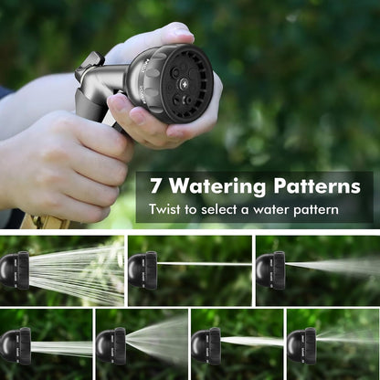Garden Hose Nozzle, Heavy Duty Metal Water Hose Nozzle with 7 Adjustable Spray Patterns, High Pressure Hand Sprayer with Flow Control for Watering Plants & Lawns, Washing Cars & Pets