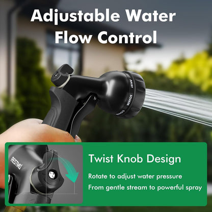 Garden Hose Nozzle, Heavy Duty Metal Water Hose Nozzle with 7 Adjustable Spray Patterns, High Pressure Hand Sprayer with Flow Control for Watering Plants & Lawns, Washing Cars & Pets