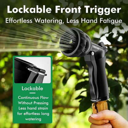 Garden Hose Nozzle, Heavy Duty Metal Water Hose Nozzle with 7 Adjustable Spray Patterns, High Pressure Hand Sprayer with Flow Control for Watering Plants & Lawns, Washing Cars & Pets