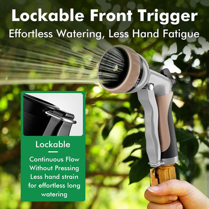 Garden Hose Nozzle, Heavy Duty Metal Water Hose Nozzle with 7 Adjustable Spray Patterns, High Pressure Hand Sprayer with Flow Control for Watering Plants & Lawns, Washing Cars & Pets