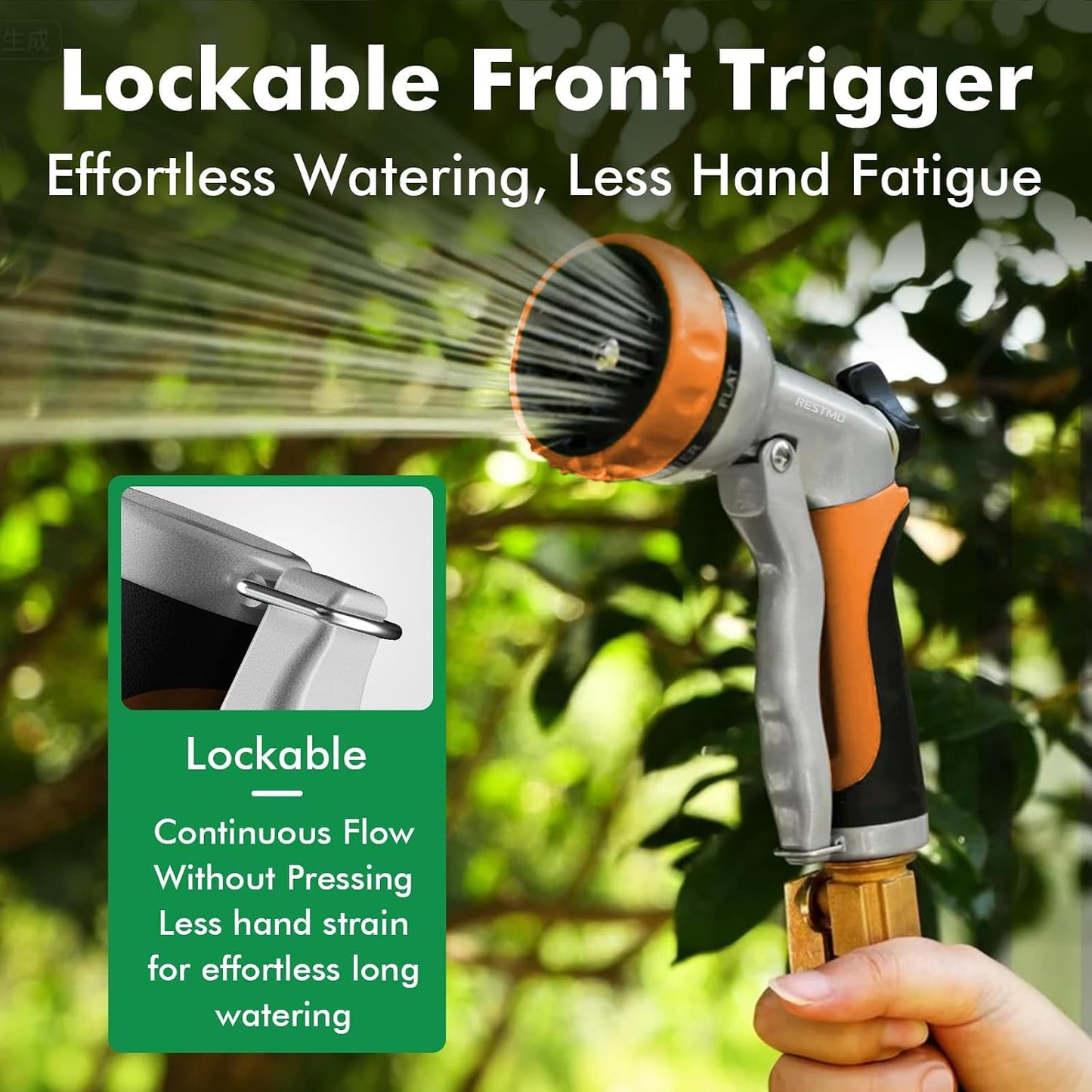 Garden Hose Nozzle, Heavy Duty Metal Water Hose Nozzle with 7 Adjustable Spray Patterns, High Pressure Hand Sprayer with Flow Control for Watering Plants & Lawns, Washing Cars & Pets