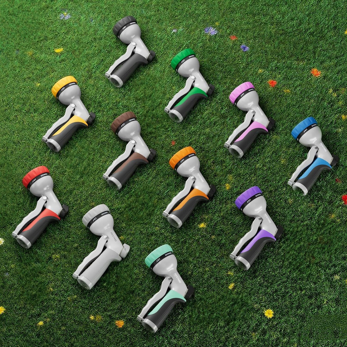 Garden Hose Nozzle, Heavy Duty Metal Water Hose Nozzle with 7 Adjustable Spray Patterns, High Pressure Hand Sprayer with Flow Control for Watering Plants & Lawns, Washing Cars & Pets