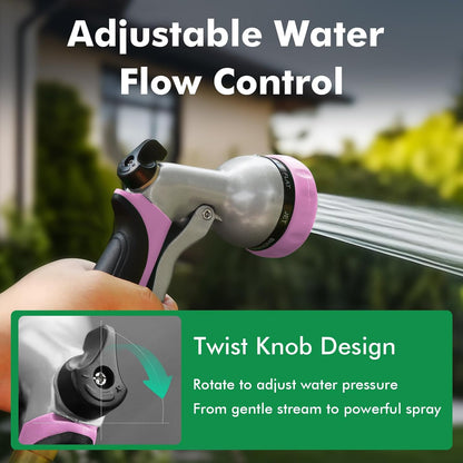 Garden Hose Nozzle, Heavy Duty Metal Water Hose Nozzle with 7 Adjustable Spray Patterns, High Pressure Hand Sprayer with Flow Control for Watering Plants & Lawns, Washing Cars & Pets