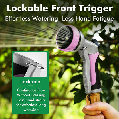 Garden Hose Nozzle, Heavy Duty Metal Water Hose Nozzle with 7 Adjustable Spray Patterns, High Pressure Hand Sprayer with Flow Control for Watering Plants & Lawns, Washing Cars & Pets