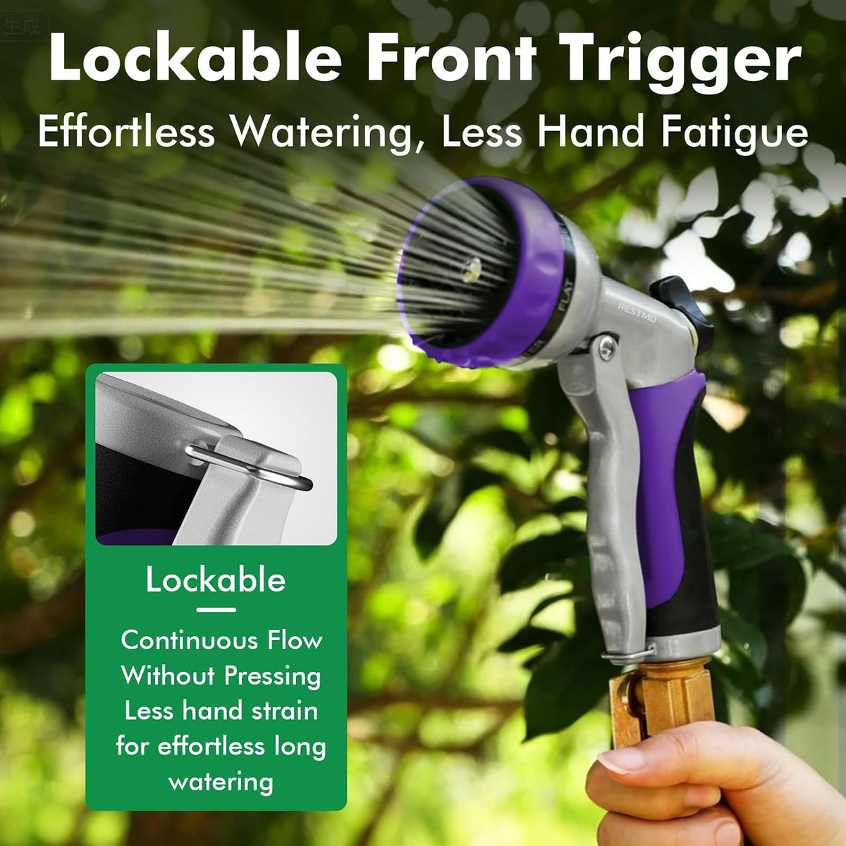 Garden Hose Nozzle, Heavy Duty Metal Water Hose Nozzle with 7 Adjustable Spray Patterns, High Pressure Hand Sprayer with Flow Control for Watering Plants & Lawns, Washing Cars & Pets