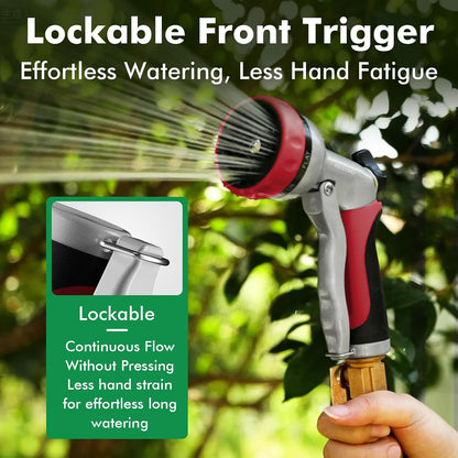 Garden Hose Nozzle, Heavy Duty Metal Water Hose Nozzle with 7 Adjustable Spray Patterns, High Pressure Hand Sprayer with Flow Control for Watering Plants & Lawns, Washing Cars & Pets