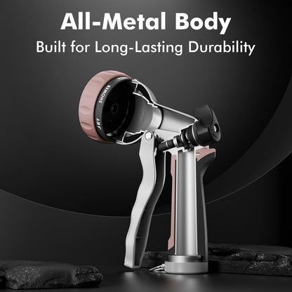Garden Hose Nozzle, Heavy Duty Metal Water Hose Nozzle with 7 Adjustable Spray Patterns, High Pressure Hand Sprayer with Flow Control for Watering Plants & Lawns, Washing Cars & Pets
