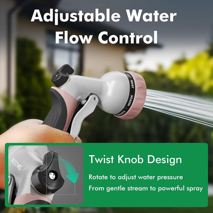 Garden Hose Nozzle, Heavy Duty Metal Water Hose Nozzle with 7 Adjustable Spray Patterns, High Pressure Hand Sprayer with Flow Control for Watering Plants & Lawns, Washing Cars & Pets