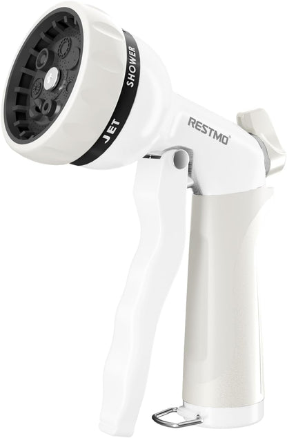 Garden Hose Nozzle, Heavy Duty Metal Water Hose Nozzle with 7 Adjustable Spray Patterns, High Pressure Hand Sprayer with Flow Control for Watering Plants & Lawns, Washing Cars & Pets