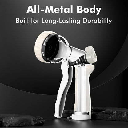 Garden Hose Nozzle, Heavy Duty Metal Water Hose Nozzle with 7 Adjustable Spray Patterns, High Pressure Hand Sprayer with Flow Control for Watering Plants & Lawns, Washing Cars & Pets